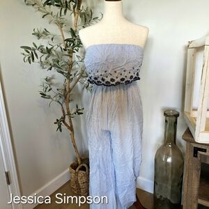 Jessica Simpson Blue Bohemian Jumpsuit